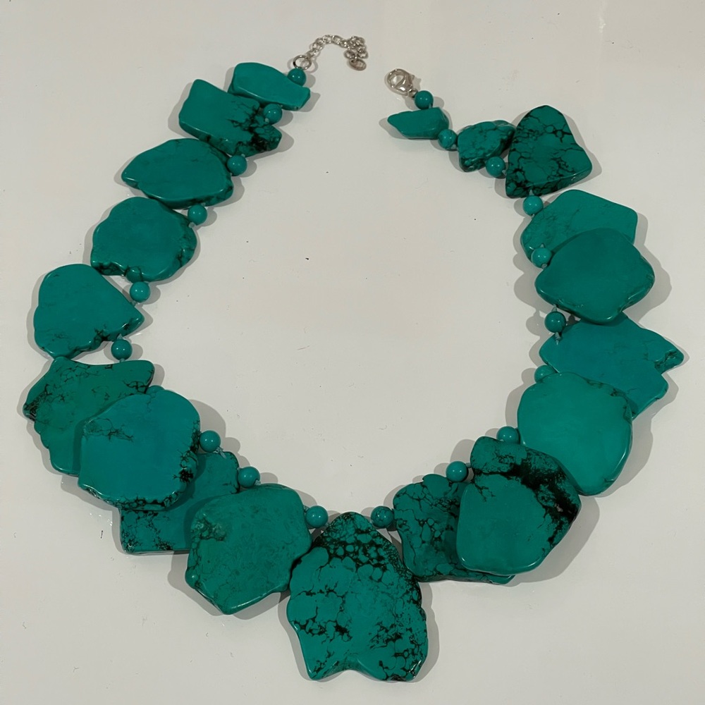 Turquoise Slab Statement Necklace - image 2